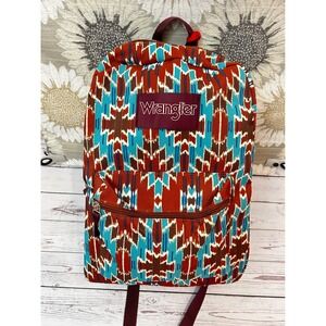 Wrangler by Montana West Aztec Southwestern Print Canvas Backpack Turquoise/Rust